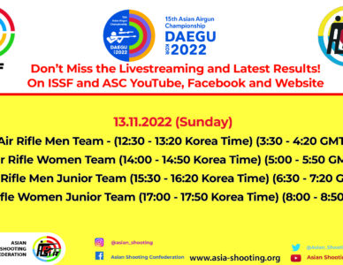15th Asian Airgun Championship - 13 November 2022 (Sunday) Livestreams