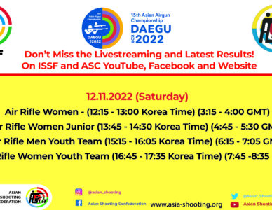 15th Asian Airgun Championship - 12 November 2022 (Saturday) Livestreams