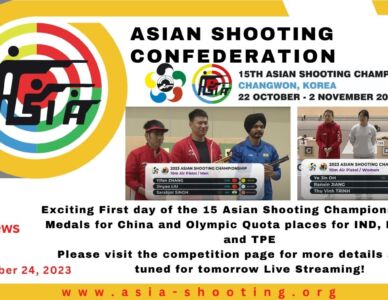 Exciting First day of the 15 Asian Shooting Championship with 8 Medals for China and Olympic Quota places for IND, MAS, KOR, and TPE
