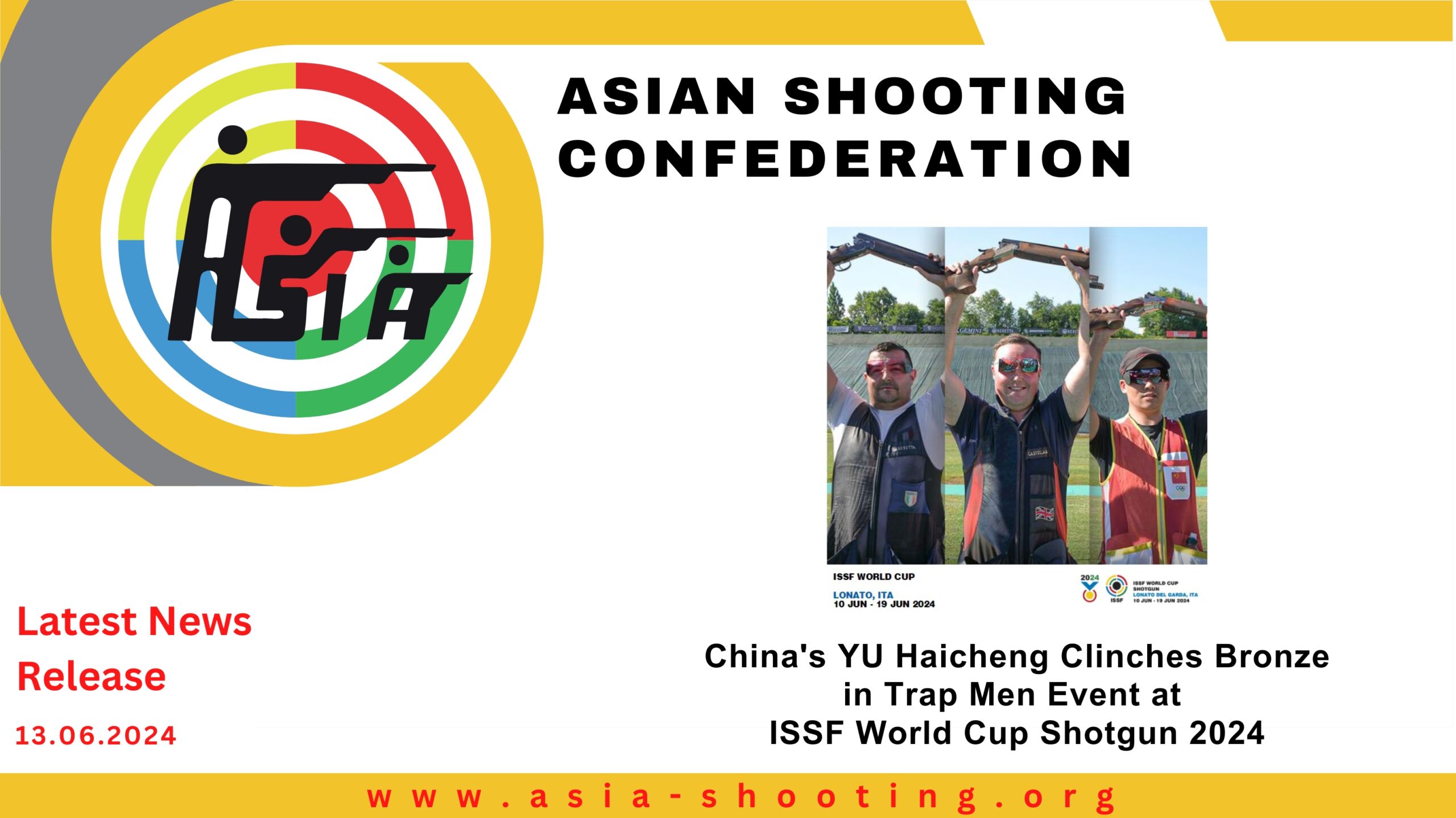 China's YU Haicheng Clinches Bronze in Trap Men Event at ISSF World Cup ...