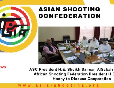 ASC President H.E. Sheikh Salman AlSabah meets with African Shooting Federation President H.E. Hazem Hosny to Discuss cooperation.